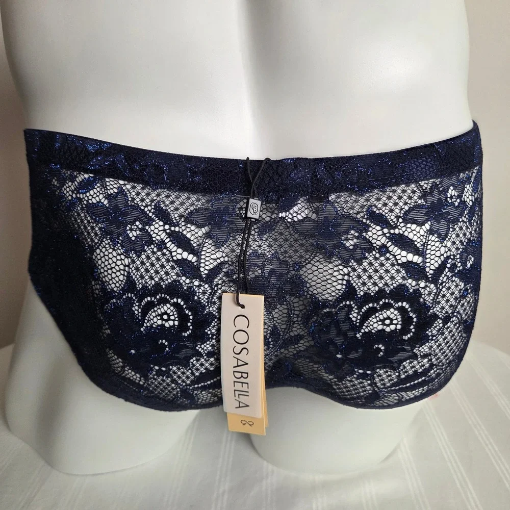 Cosabella Never Say Never Mens Metallic Micro Brief Nocturnal Blue